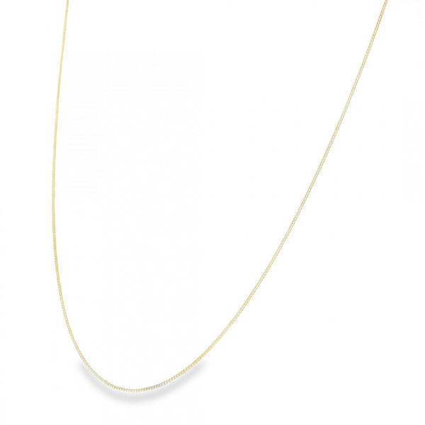 9ct Yellow Gold Fine D-Cut Curb Chain - 16" - 0.9g