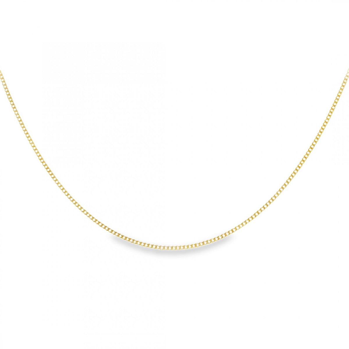 9ct Yellow Gold Fine D-Cut Curb Chain - 18" - 1.0g