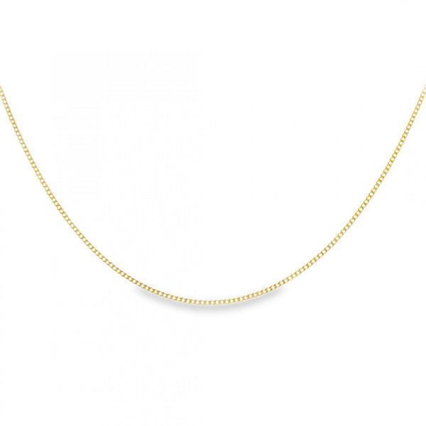 9ct Yellow Gold Fine D-Cut Curb Chain - 18" - 1.0g