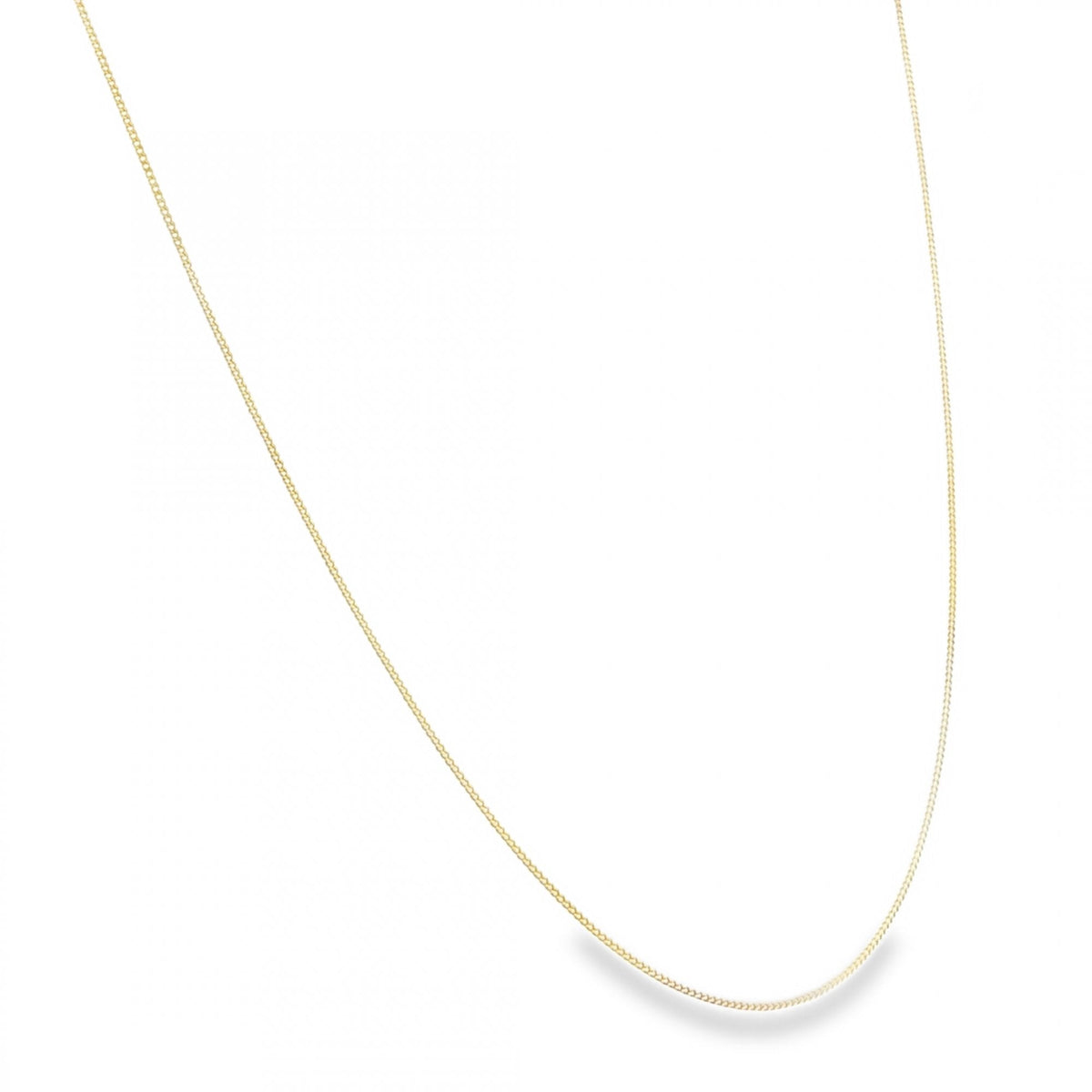 9ct Yellow Gold Fine D-Cut Curb Chain - 18" - 1.0g