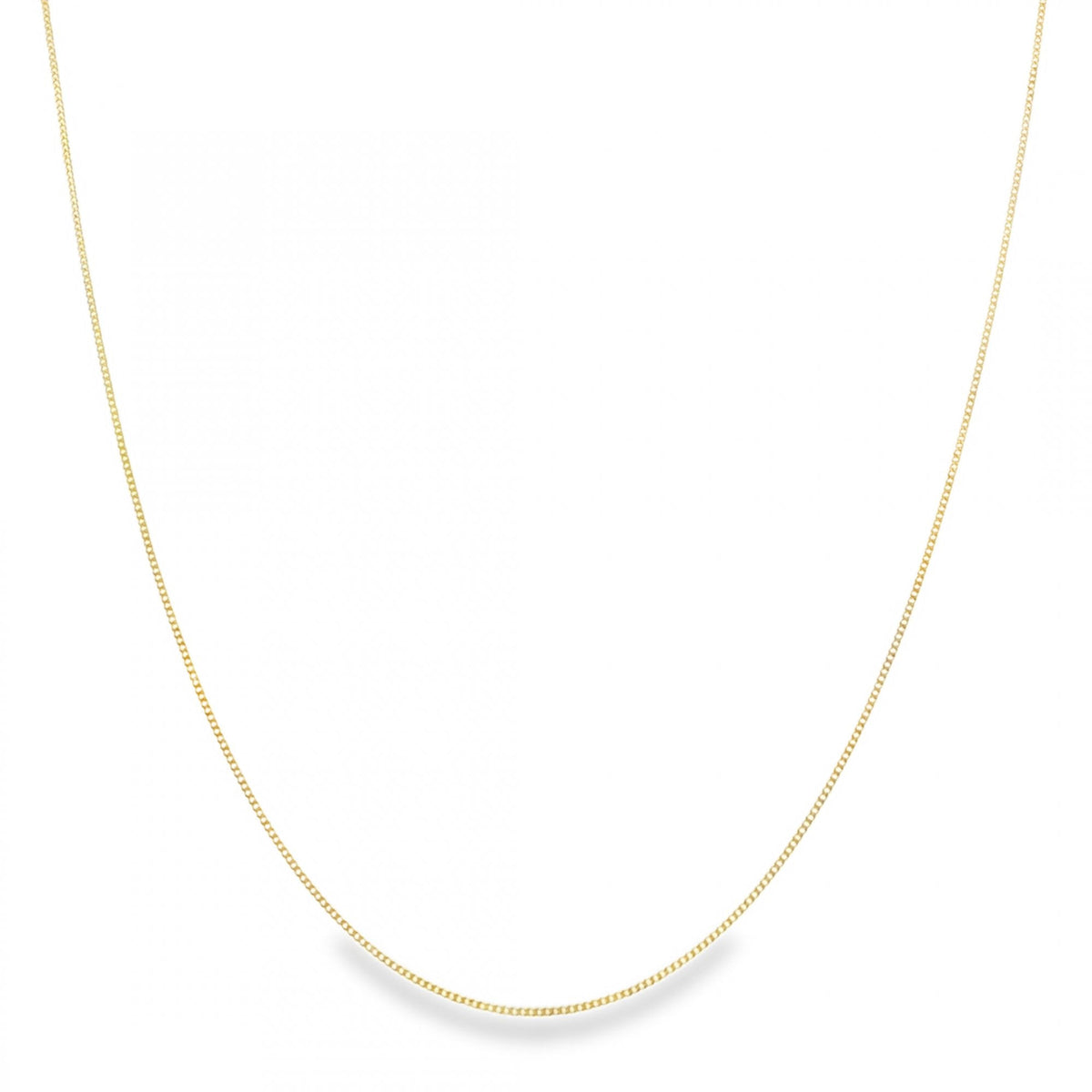 9ct Yellow Gold Fine D-Cut Curb Chain - 20" - 1.0g