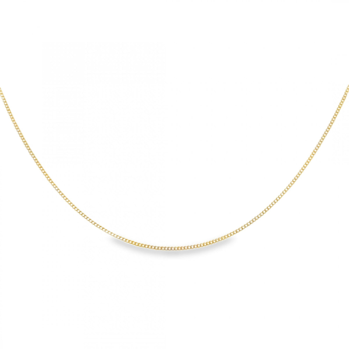 9ct Yellow Gold Fine D-Cut Curb Chain - 16" - 0.7g