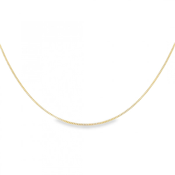 9ct Yellow Gold Fine D-Cut Curb Chain - 16" - 0.7g