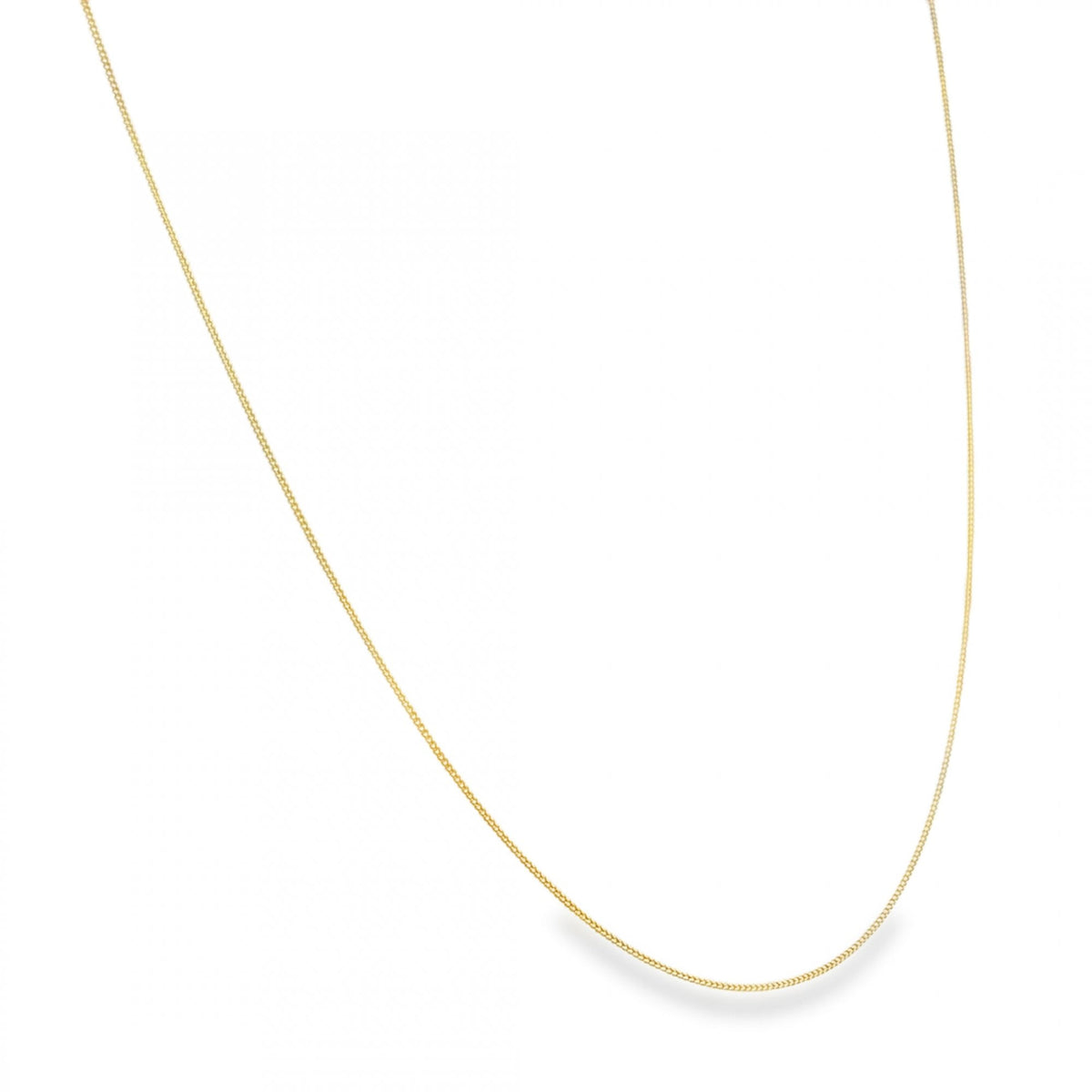 9ct Yellow Gold Fine D-Cut Curb Chain - 16" - 0.7g
