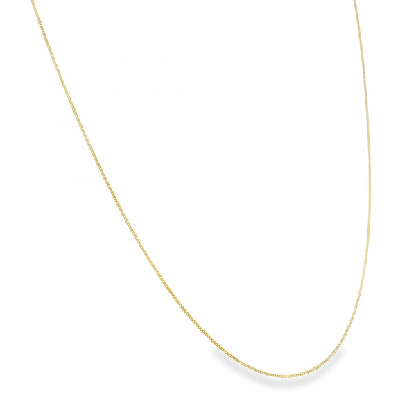 9ct Yellow Gold Fine D-Cut Curb Chain - 16" - 0.7g