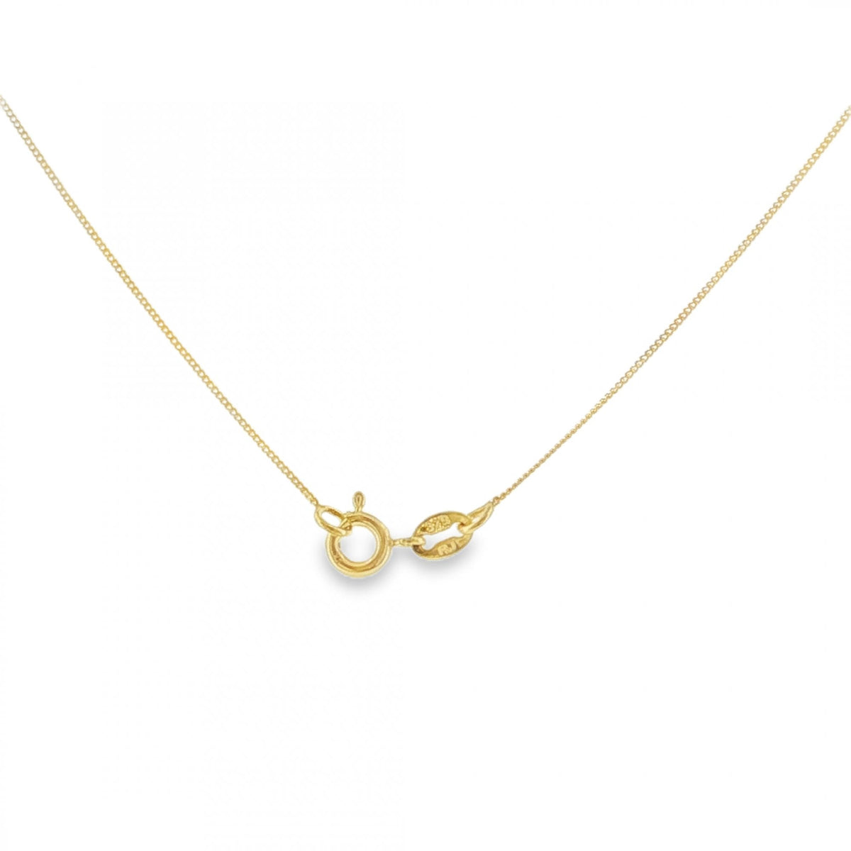 9ct Yellow Gold Fine D-Cut Curb Chain - 16" - 0.7g