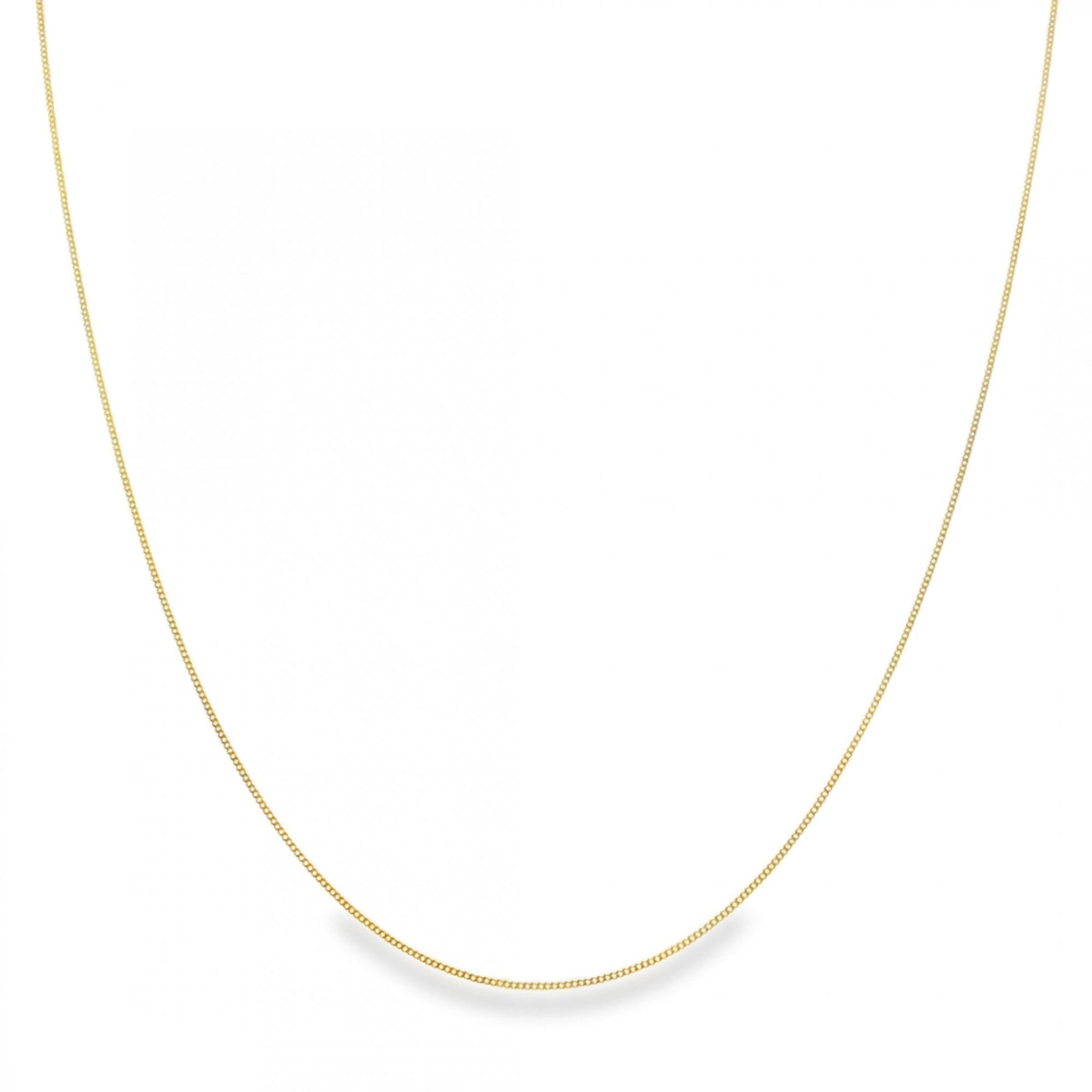 9ct Yellow Gold Fine D-Cut Curb Chain - 16" - 0.7g