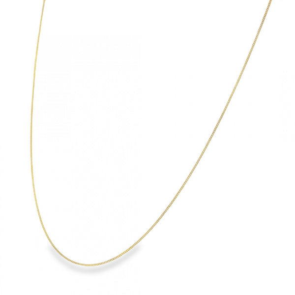 9ct Yellow Gold Fine D-Cut Curb Chain - 16" - 0.7g