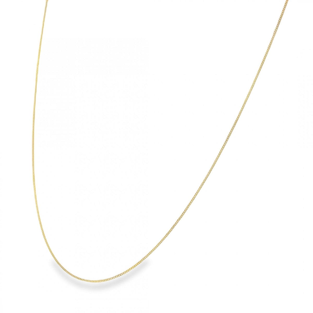 9ct Yellow Gold Fine D-Cut Curb Chain - 18" - 0.8g