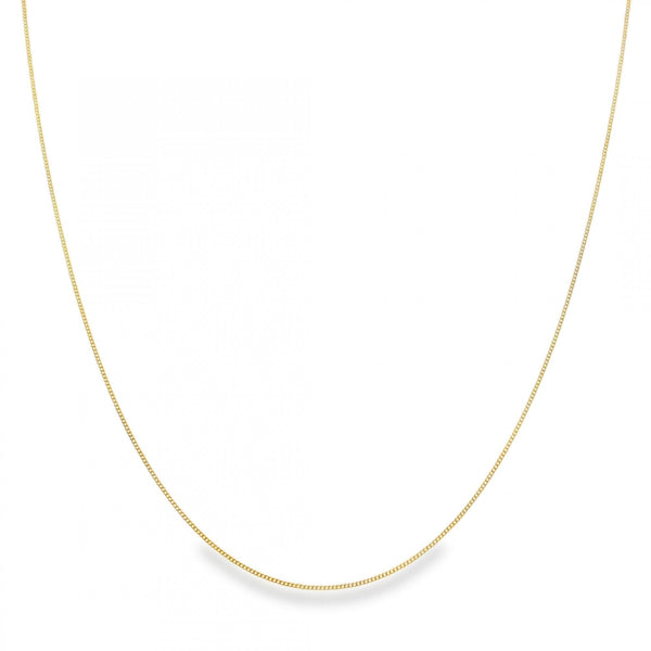 9ct Yellow Gold Fine D-Cut Curb Chain - 20" - 0.8g