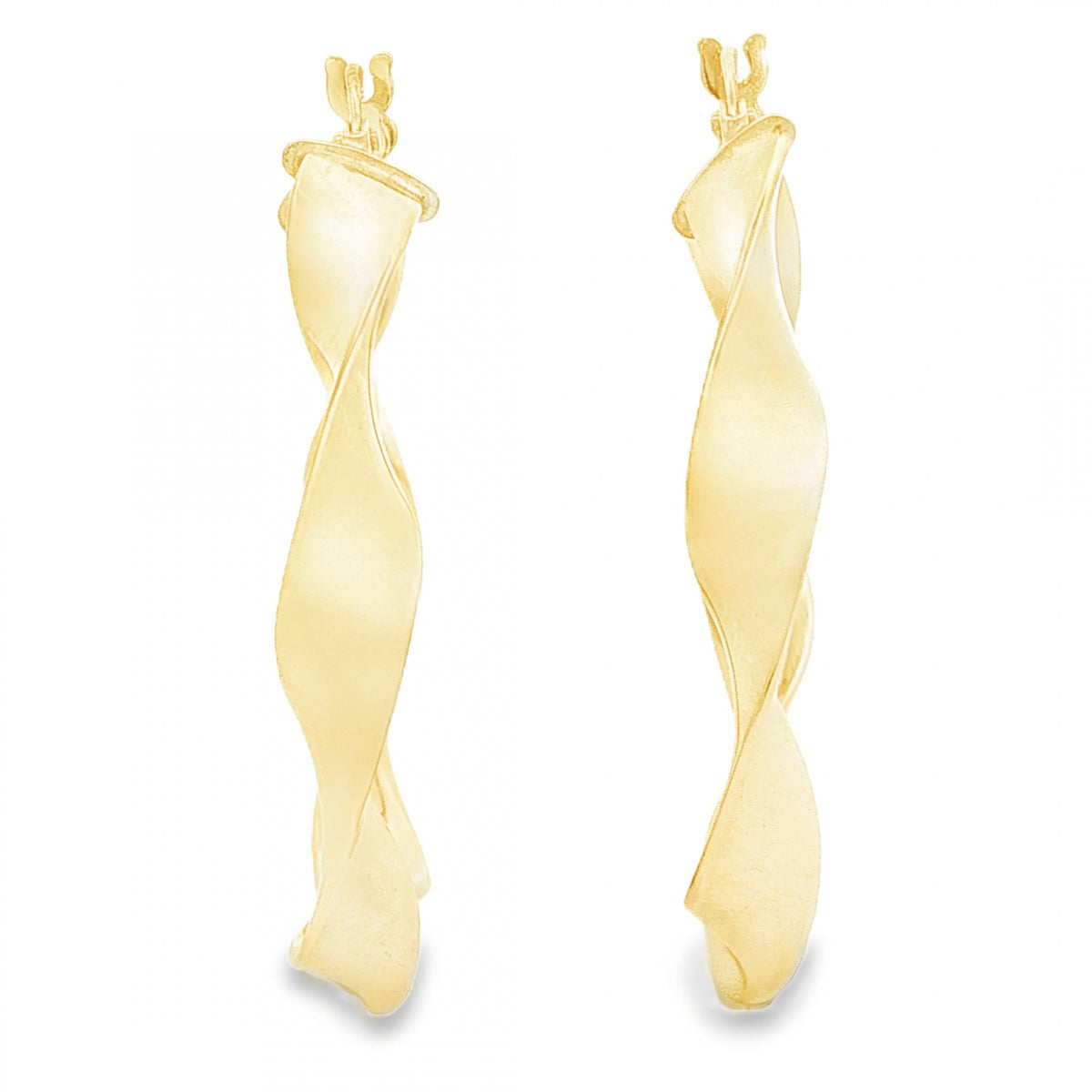 9ct Yellow Gold Twist Ribbon Hoop Earrings - 5x36x33mm - 2.3g