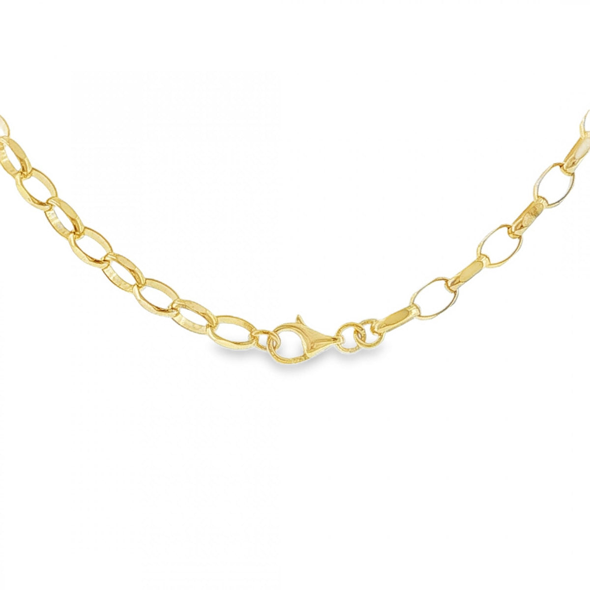 9ct Yellow Gold Oval D-Cut Belcher Chain - 18" - 7.1g