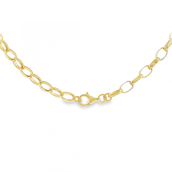 9ct Yellow Gold Oval D-Cut Belcher Chain - 18" - 7.1g