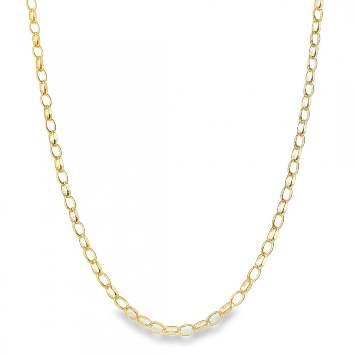 9ct Yellow Gold Oval D-Cut Belcher Chain - 18" - 7.1g