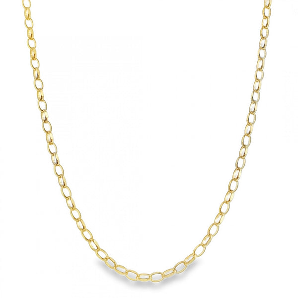 9ct Yellow Gold Oval D-Cut Belcher Chain - 18" - 7.1g