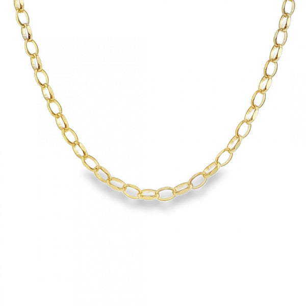 9ct Yellow Gold Oval D-Cut Belcher Chain - 20" - 7.8g