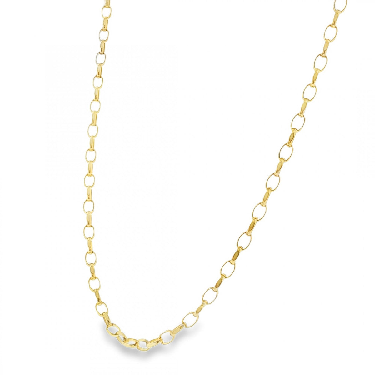 9ct Yellow Gold Oval D-Cut Belcher Chain - 20" - 7.8g