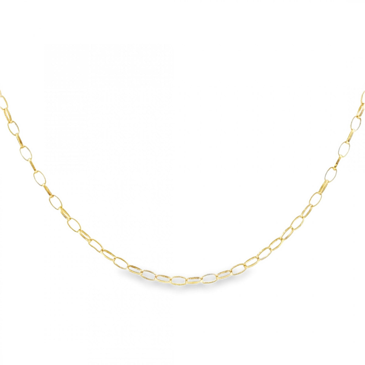 9ct Yellow Gold Oval D-Cut Belcher Chain - 20" - 1.7g