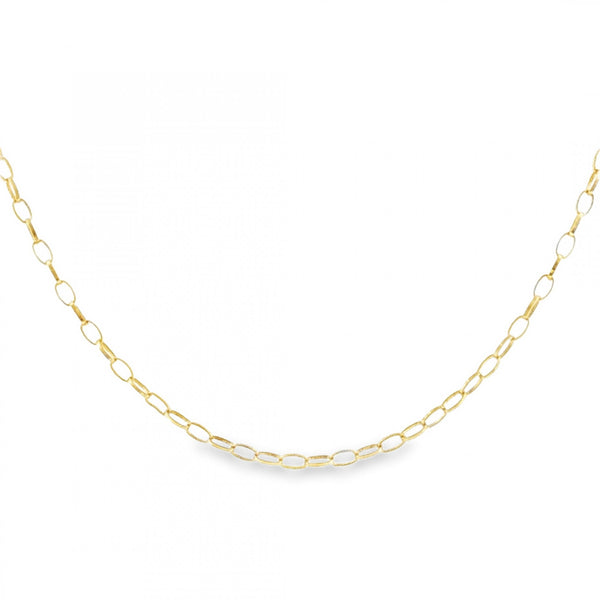 9ct Yellow Gold Oval D-Cut Belcher Chain - 20" - 1.7g