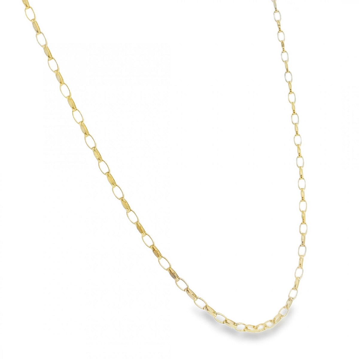 9ct Yellow Gold Oval D-Cut Belcher Chain - 18" - 2.9g