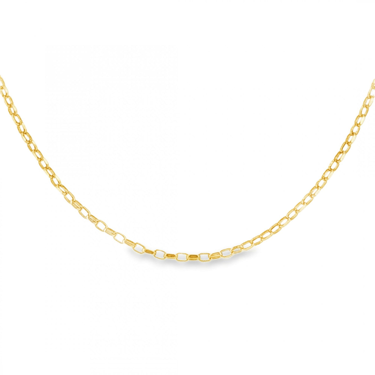 9ct Yellow Gold Oval D-Cut Belcher Chain - 18" - 1.8g