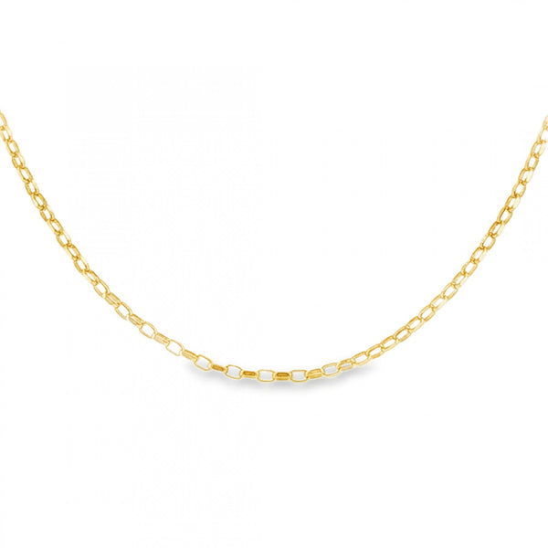 9ct Yellow Gold Oval D-Cut Belcher Chain - 18" - 1.8g