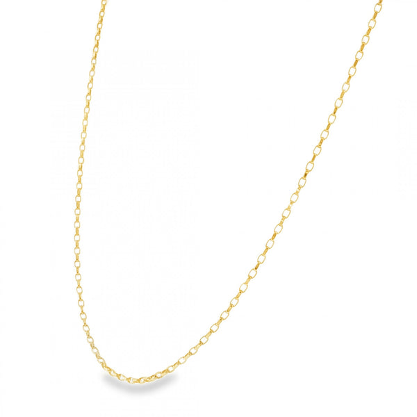 9ct Yellow Gold Oval D-Cut Belcher Chain - 18" - 1.8g
