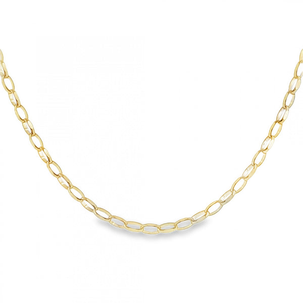9ct Yellow Gold Oval D-Cut Belcher Chain - 20" - 3.1g
