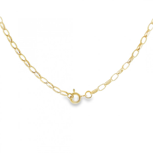 9ct Yellow Gold Oval D-Cut Belcher Chain - 20" - 3.1g