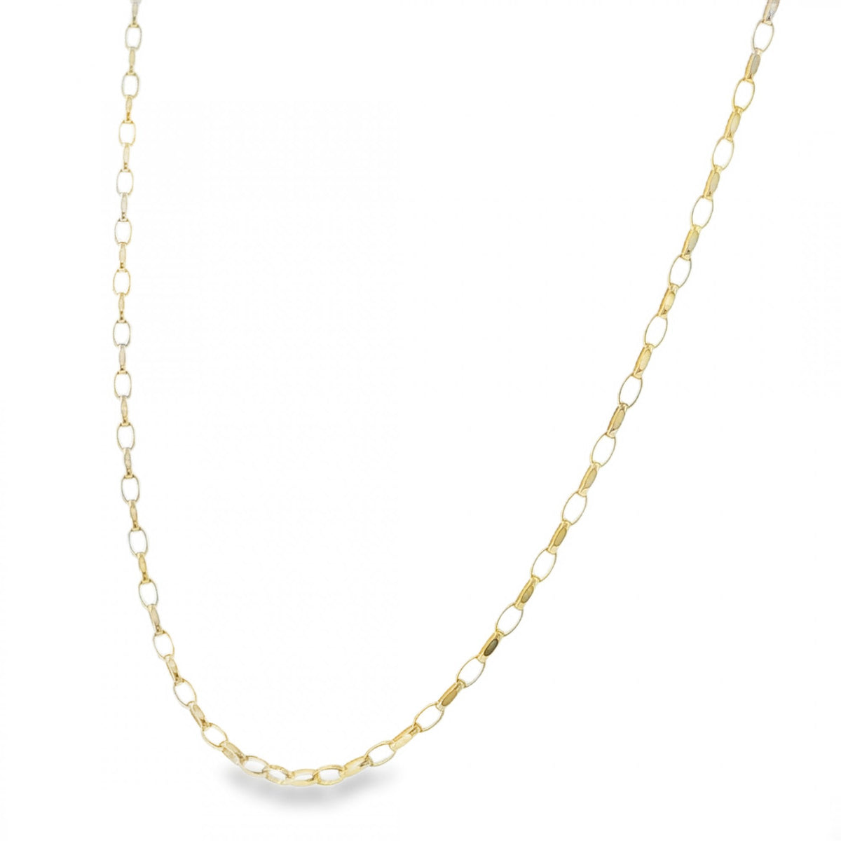 9ct Yellow Gold Oval D-Cut Belcher Chain - 20" - 3.1g