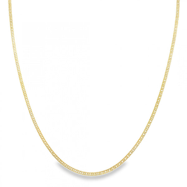 9ct Yellow Gold Hollow Double Curb Chain - 18" - 1.5g