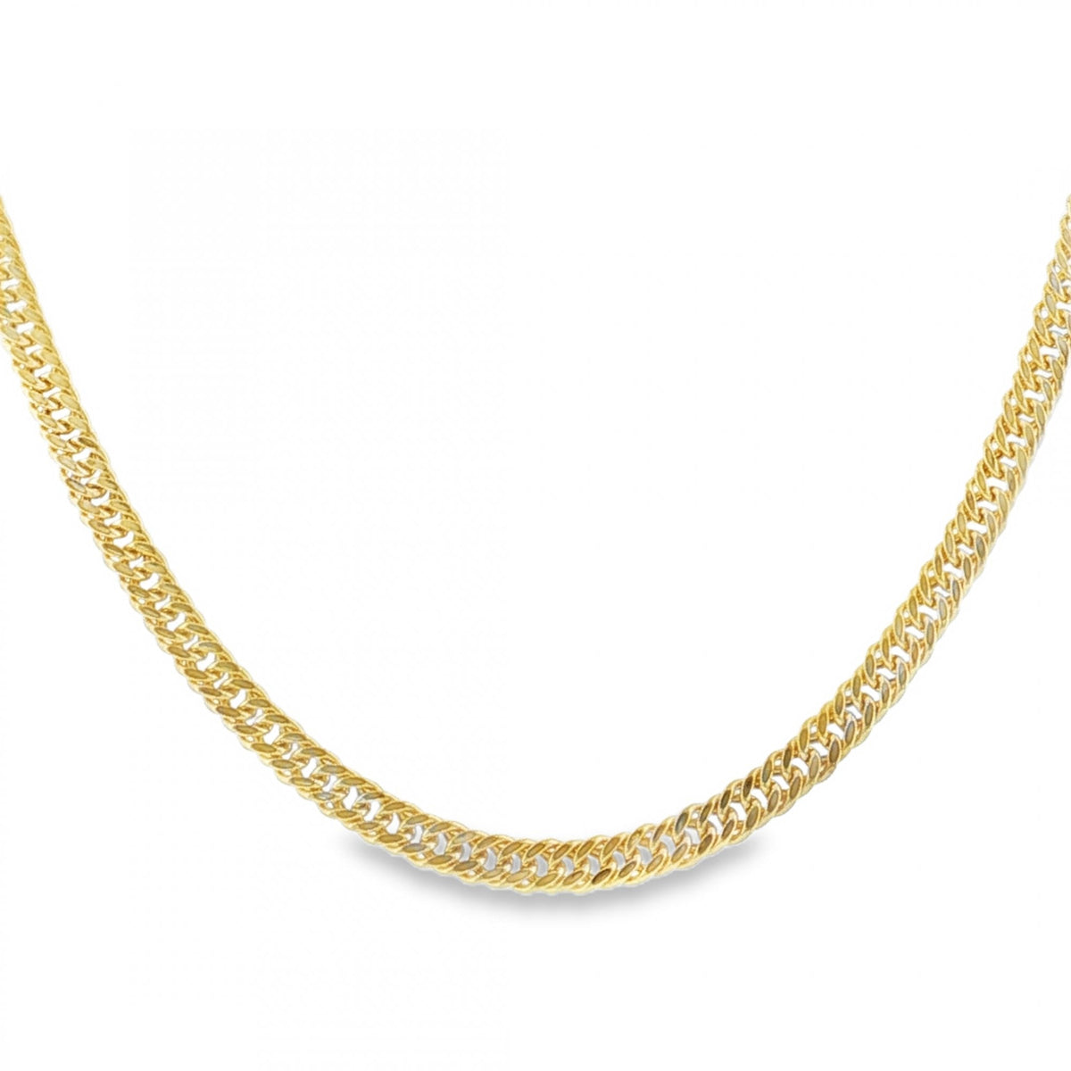 9ct Yellow Gold Hollow Double Curb Chain - 18" - 3.5g
