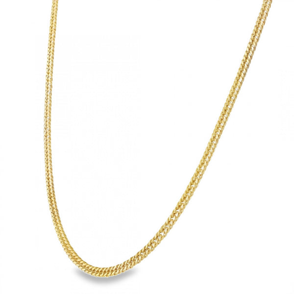9ct Yellow Gold Hollow Double Curb Chain - 18" - 3.5g