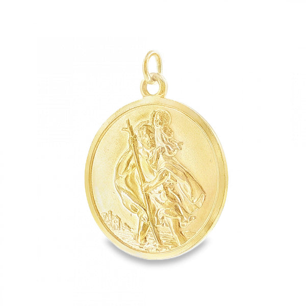 9ct Yellow Gold St Christopher Pendant - 27x27x1mm - 8.4g