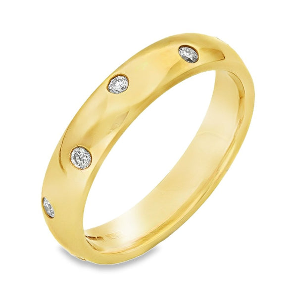 18ct Yellow Gold Scatter Diamond Wedding Band - Size Q½ - 0.20ct