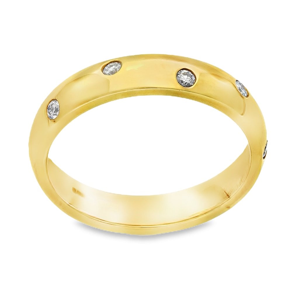 18ct Yellow Gold Scatter Diamond Wedding Band - Size Q½ - 0.20ct