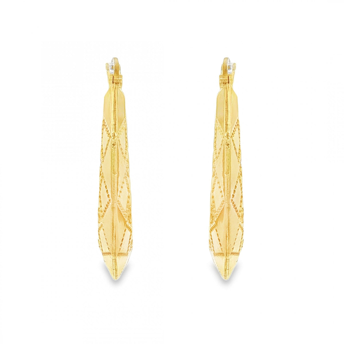9ct Yellow Gold Faceted Hoop Earrings - 4.5x28x27mm - 2.2g