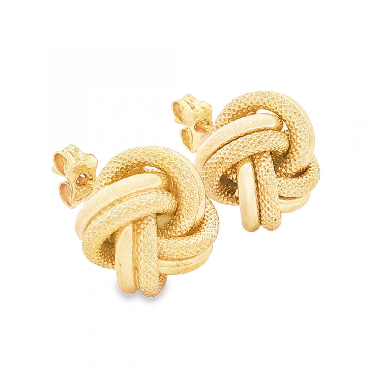 9ct Yellow Gold Double Knot Stud Earrings - 13x13x9mm - 3.2g