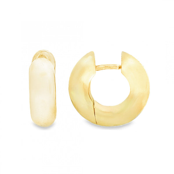 9ct Yellow Gold D-Shape Huggie Earrings - 5x15x16mm - 6.0g