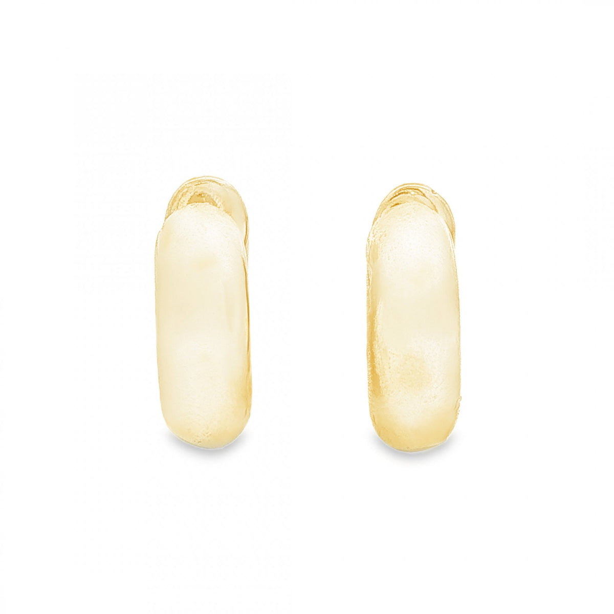 9ct Yellow Gold D-Shape Huggie Earrings - 5x15x16mm - 6.0g