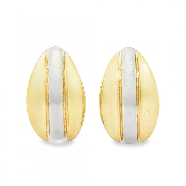 9ct Yellow & White Gold Triple Bar Stud Earrings - 11x18x9mm