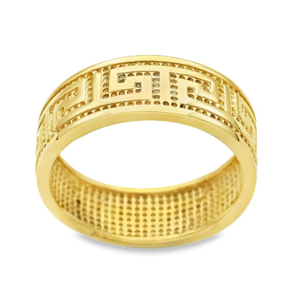 9ct Yellow Gold Greek Key Band - Size S - 8mm