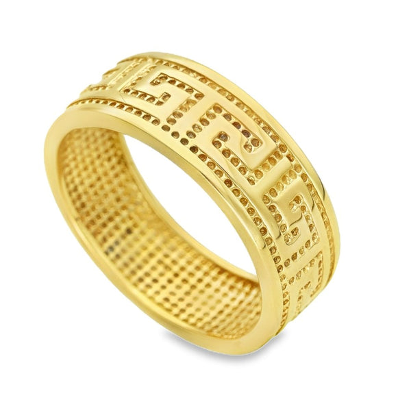 9ct Yellow Gold Greek Key Band - Size S - 8mm
