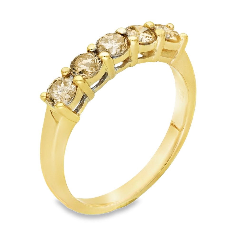 18ct Yellow Gold Fancy Brown Diamond Half-Eternity Ring - 1.00ct