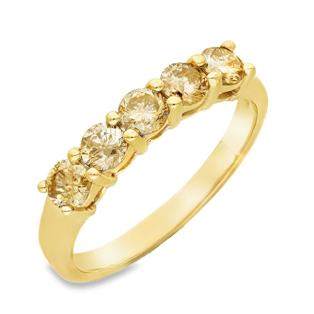 18ct Yellow Gold Fancy Brown Diamond Half-Eternity Ring - 1.00ct