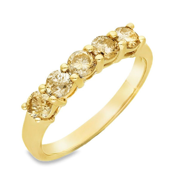18ct Yellow Gold Fancy Brown Diamond Half-Eternity Ring - 1.00ct