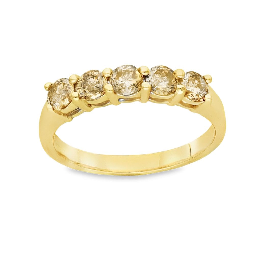 18ct Yellow Gold Fancy Brown Diamond Half-Eternity Ring - 1.00ct