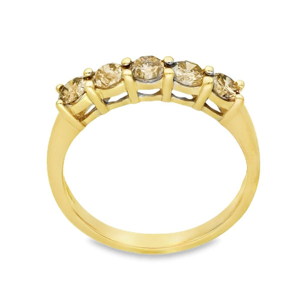 18ct Yellow Gold Fancy Brown Diamond Half-Eternity Ring - 1.00ct