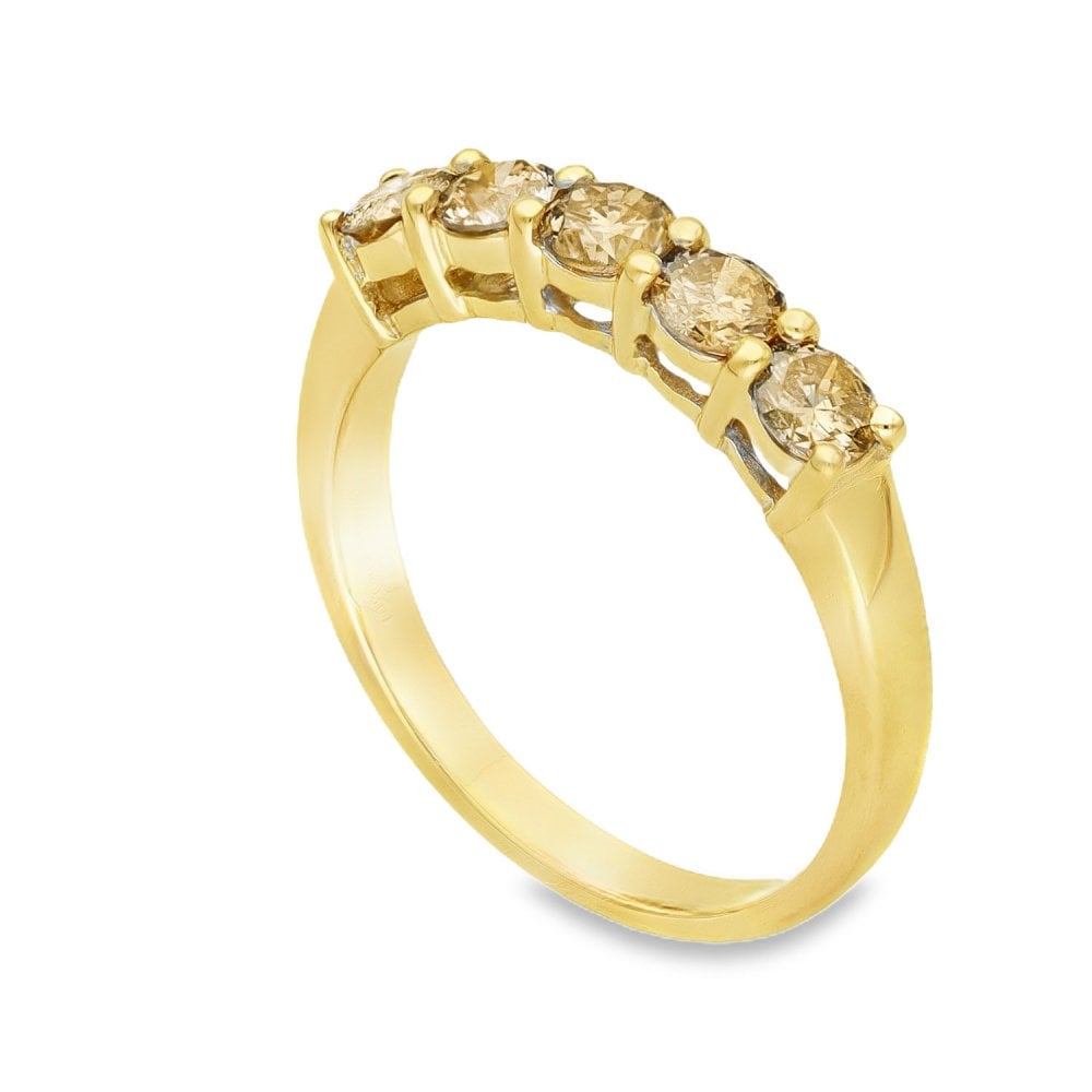 18ct Yellow Gold Fancy Brown Diamond Half-Eternity Ring - 1.00ct