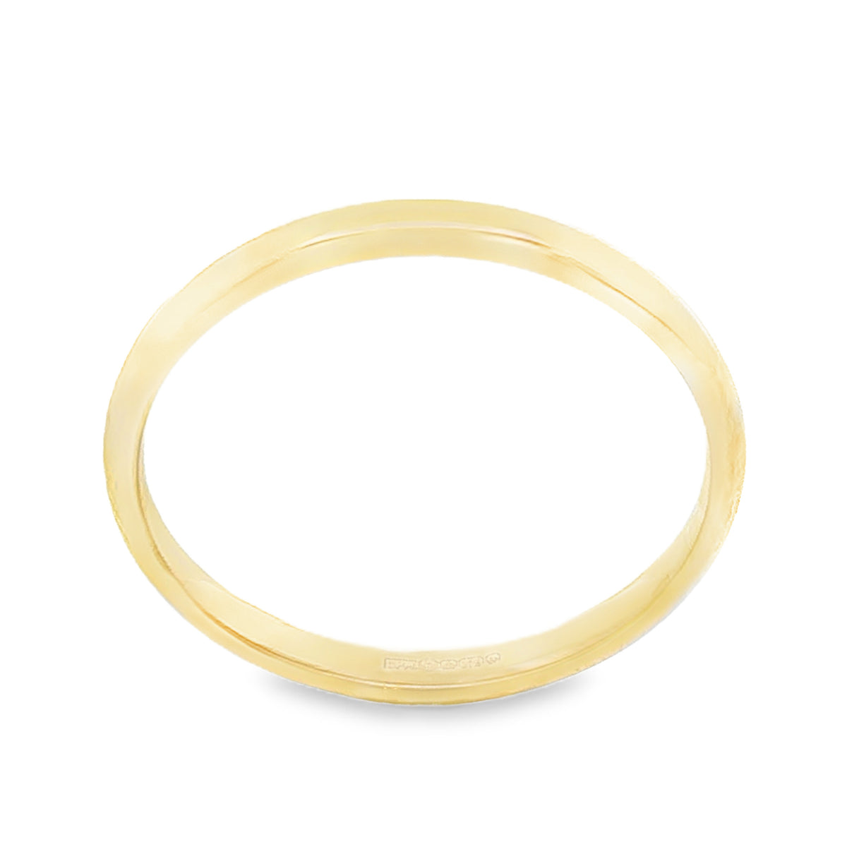 9ct Yellow Gold Plain Court Shape Wedding Ring - Size P - 2mm